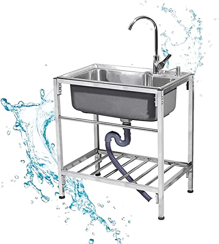 Évier utilitaire autoportant à une seule cuvette évier de cuisine pour buanderie arrière-cour Garage jardin extérieur évier de Restaurant Commercial