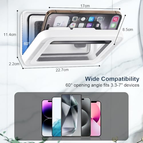 HOTUT Shower Phone Holder Waterproof, Bathroom Waterproof Phone Holder, 480° Rotation Wall Mount Shower Phone Case - Image 2