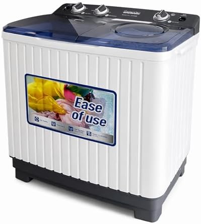 Portable Washing Machine, 22lbs Twin Tub Mini Laundry Washing Machine with Drain Pump, 14lbs Washer & 8lbs Spinner Combo, Compact Semi-Automatic Washer for Apartments, Dorms, RVs. Bluish Grey