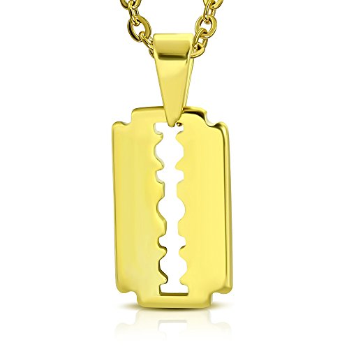 Tata Gisèle Pendentif Lame de Rasoir - Doré - Acier Inoxydable