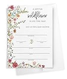 Printed Party Baby Shower Invitations with Envelopes – Wildflower Theme for Girl, Baby In Bloom Sprinkle, Set of 30
