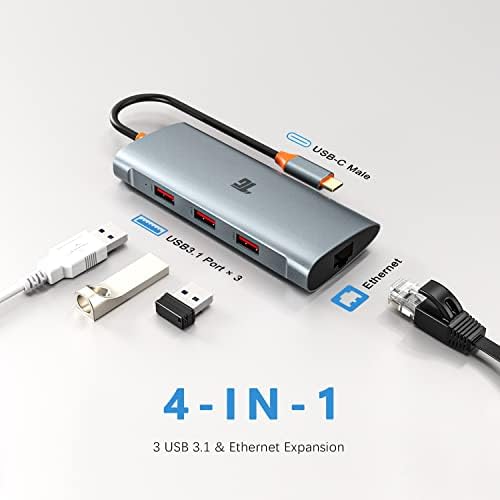 Tiergrade 4-Port USB 3.1 Data Hub for Macbook, Mac Pro/mini, iMac, Surface Pro, XPS, Notebook PC, USB Flash Drives, Mobile HDD, and More