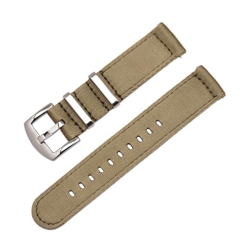 SSNAWBA Correa de nailon tejida de 18 mm, 20 mm, 22 mm, 24 mm Compatible con Samsung Galaxy Watch Active2 Gear S2 S3 Compatible con Huawei GT 2 Compatible con pulsera de lona Amazfit BIP(Khaki,18mm)