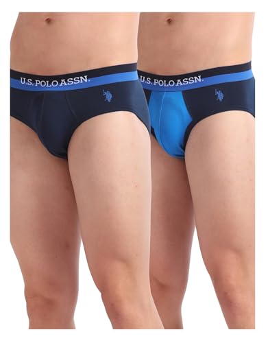 U.S. POLO ASSN. Men's Elasticized Waist OEB02 Briefs - Pack of 2 (Navy-Blue-Navy XL)