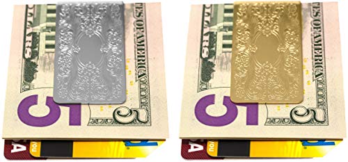Set of 2 Chrome-Plated Stainless Steel Money Clip in Silver & Gold3