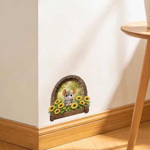 12 adhesivos de ratón decorativos en 3D para pared miniatura 6