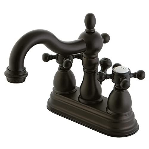 Kingston Brass KB1605BX Heritage 4-Inch Centerset Lavatory Faucet with Metal Cross Handle, Oil Rubbed Bronze