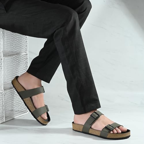 Image of Centrino Men's Berkin-Style Slip-On Sandals | Open Toe Design | Soft PU Footbed | Lightweight & Comfortable | Arch Support | On-Grip Sole | Casual Outdoor Wear (6863)