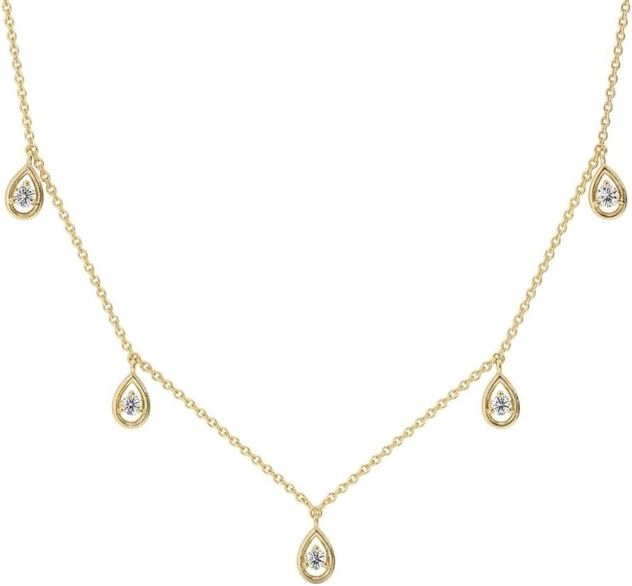 GILDED Itsy Bitsy 1/4 cttw Lab-Grown Diamond Tear drio Pendant Necklace