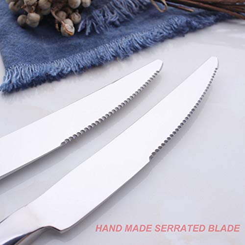 image for OMGard Premium Steak Knife Set 6 Piece Stainless Steel Extra Heavy Wei