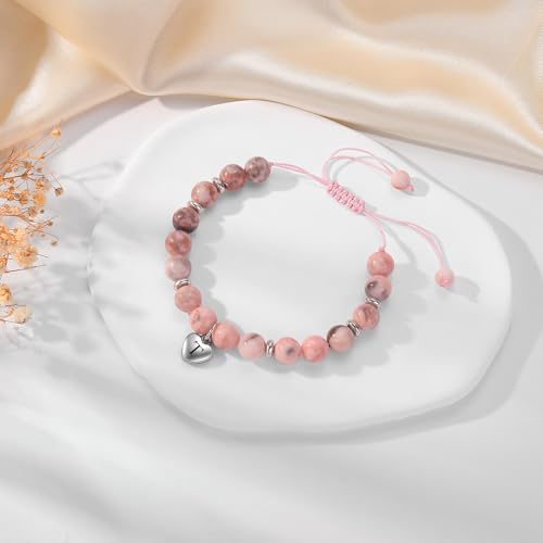 Bracelets for Teen Girls: Initial Natural Stone Bracelet with Blessing Message Card, Christmas Graduation Birthday Gifts for Teen Girls, Sister, Daughter, 3-16 Year Old Birthday Gifts.2
