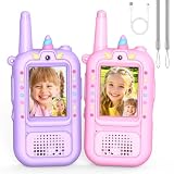 Video Walkie Talkie Kinder Aufladbar, Einhorn Geschenk Mädchen 3 4 5 6 7 8 Jahre Walkie Talkie mit Kamera Spielzeug ab 3-12 Jahre Mädchen Geschenkideen Woki Toki Geburtstagsgeschenk für Mädchen Spiel