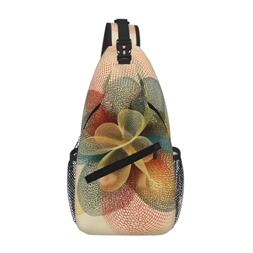 Sac de poitrine pour homme à motif fleurs plates et bandoulière croisée
