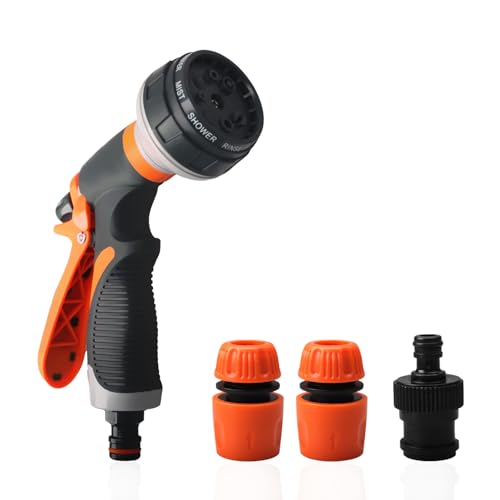 Pistola de Riego y Pistola Manguera Jardín con 8 Modos Ajustables – Boquilla para Manguera para Limpieza de Automóvil, Riego de Césped, Limpieza de Jardines y Baño de Mascotas