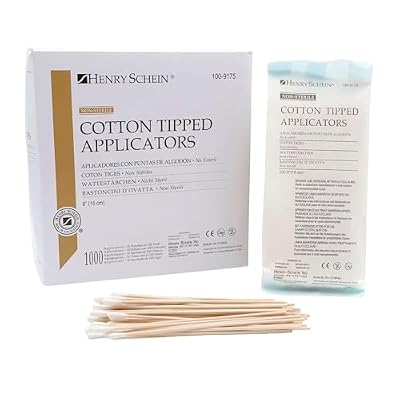 Cotton Tipped Applicator (100-9175), 6-Inch, Non-Sterile Swabsticks for Wound Care & Dressing. Single-Use, Wooden Handle with Cotton Tip. 1000 / Box