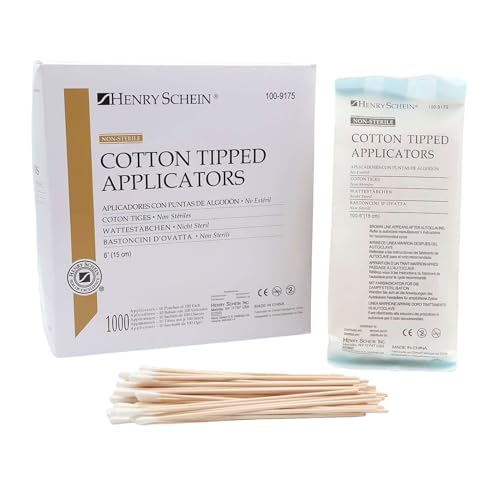 Cotton Tipped Applicator (100-9175), 6-Inch, Non-Sterile Swabsticks for Wound Care & Dressing. Single-Use, Wooden Handle with Cotton Tip. 1000 / Box, 10 BX/CA