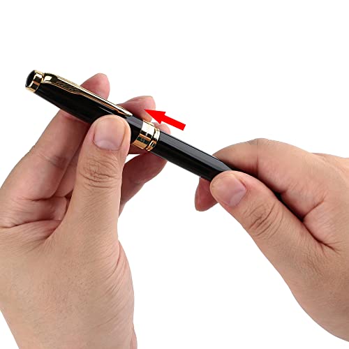 Smootherpro Fountain Pen Fine Nib With Golden Feather Clip Piston Converter Classic Black Writing Instrument For Men Women Edc Signature Business Gift Box (Ff02Bk) #TOP3