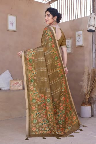 Image of MIRCHI FASHION Saree for Woman Cotton Blend Geometric Printed | Polished Professional Office Wear and Regular Daily Sari with Blouse Piece