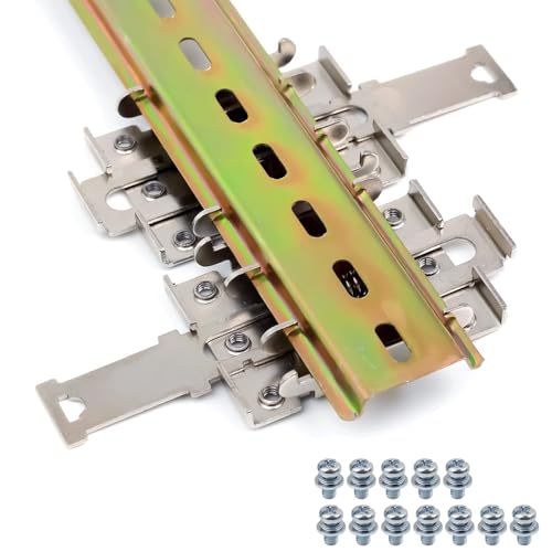 Kit de DIN Carril - LNSYSNS 2 Piezas DIN Carril Adaptador Soporte con 12 Tornillos Guía DIN 200 x 35mm - Para la Fijación de Placas de Circuito Impreso o Aparamenta Electrónica