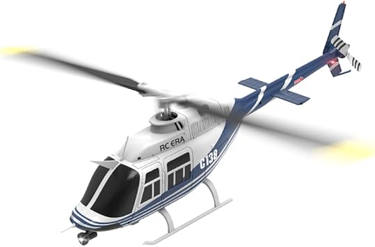 RC ERA C138 1/30 Scale 206 Helicopter for Adult, 2.4G 6CH No Aileron Helicopter with Altitude Hold and Optical Flow Positioning, 1 Battery (RTF Version/Blue&White)