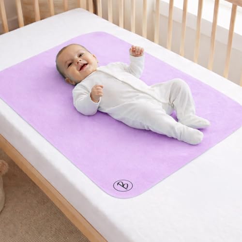 Image of Btag Baby Waterproof, Super Soft Fast Drying Mattress Protector | Extra Absorbent, Anti-Itching Sheet for New Born,Toddler (Size 50x70 cm, Pack of 1, Lilac)