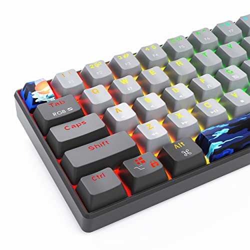 Teclado mecánico retroiluminado mini de 61 teclas compacto con cable e interruptor rojo suave 7