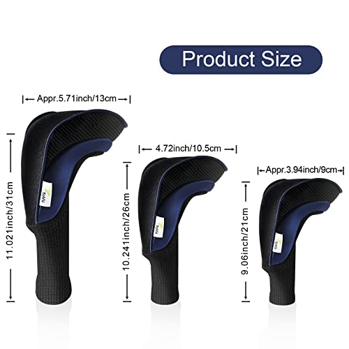 ToVii Golf Club Head Covers Driver 1 3 4 5 7 X Fairway Woods Headcovers, 3Pcs Long Neck Mesh Golf Club Headcovers Set with Interchangeable No. Tags Fits All Fairway and Driver Clubs (Blue)