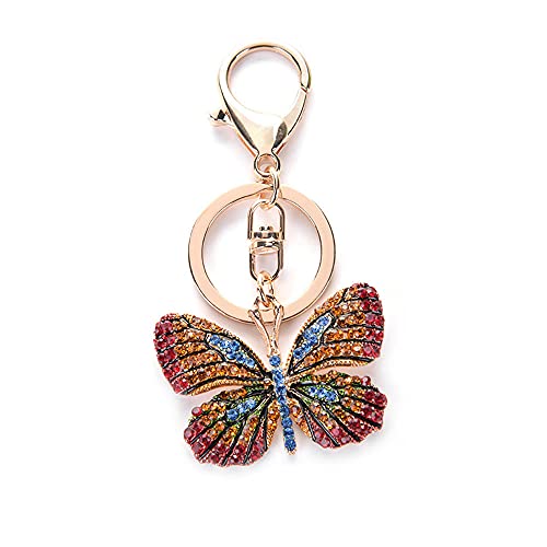 MAFELOE Porte-clés pour sac, voiture, sac à main, porte-clés, décoration, bijoux de mode ornement pour femmes et filles - Couleur papillon rouge Cover