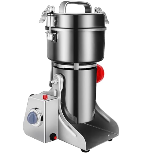 Molinillo de Especias Comercial Capacidad de 2000g Molinillo de Cereales Eléctrico 4100W Molinillo de Alta Velocidad 32000r/min con Cuchillas de Acero Inoxidable de 3 Capas para Materiales Secos