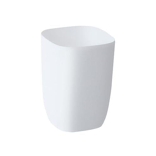 Bote de basura de baño pequeño cubo de basura para baño dormitorio cocina canasta de basura de plástico delgada y bonita para oficina 7 L blanco mate