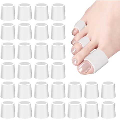 Solvora 30 Count Silicone Toe Sleeves, for Hammer Toe,Stubbed Toe,Corns, Calluses Protect, Pinky Toe, Bunion Blisters, Hammer Toes, Toenails Loss, Pain Relief Pinky Toe Protector Cover