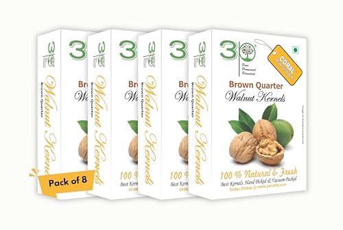 Image of 3P Kashmiri Walnut Kernels Without Shell 2Kg (250g x Pack of 8) | Premium Organic Akhrot Giri | Natural Raw Walnuts | Omega 3 Rich Healthy Dry Fruits | Fresh Crunchy Akhrot for Daily Nutrition