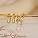 Fwlisesa Pearl Hoop Earrings for Women, Dainty Earring Stacks 14k Gold Plated Pearl Drop Earring Sets for Multiple Piercing Hypoallergenic Huggie Hoop Earrings for Women Trendy Fashion Gold Plated Jewelry