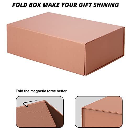 Mondepac Gift Box 11X7.5X3.5 Inches,Rose Gold Gift Box With Magnetic Lid，Large Gift Box Contains Card, Ribbon, Shredded Paper Filler Gift Box For Valentine's Day Gift Packaging #TOP1