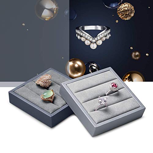 Ring Display Stand Holder Ring Display Case Organizer Tray For Jewelry Display Tray Holder Box Earring Display Earring Display Stands For Showcase(Light Grey)