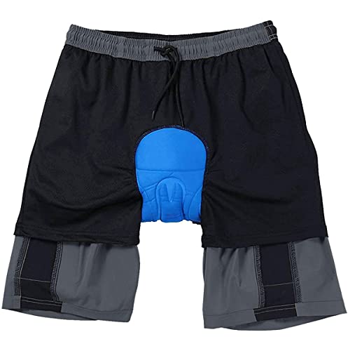 Men's Mountain Bike Shorts 3D Padded Bicycle MTB Shorts Loose-fit Lightweight MTB Cycling Shorts (Grey-XXL) - Thumbnail 4