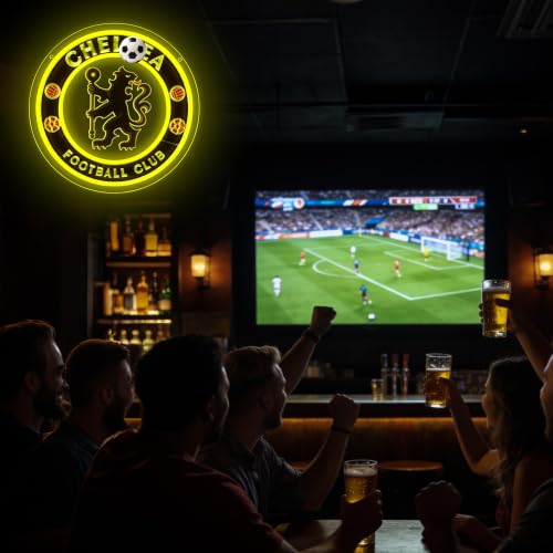 Image of Football Neon Sign for Wall Decor Soccer Neon Light for Man Cave | Dimmable Sport LED Light for Fan,Bedroom, Pub, Bar, Gift for Teams Supporters Football Enthusiasts Size 11.8*11.8 In