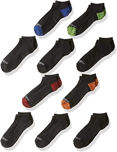 Fruit of the Loom Boys Little 10 Pair Half Cushion No Show Socks, black assort, Small (Shoe Size: 4.5-8.5)2
