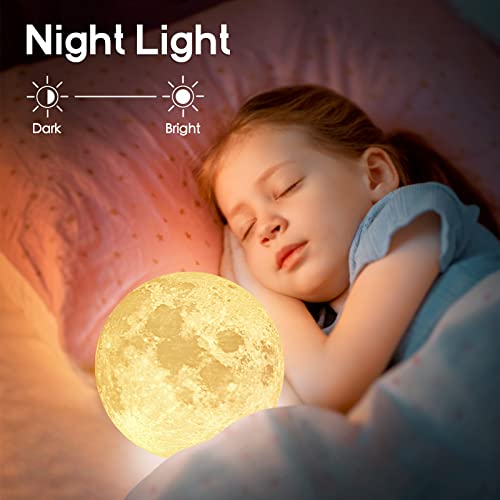 BRIGHTWORLD-Moon-Lamp-71-inch-3D-Printing-Moon-Light-16-Colors-Night-Light-Birthday-Gift-for-Kids-Girls-Boys-Women-RemoteTouch-Control-USB-Rechargeable-Brightness-Adjustable-Blue-Hand-Stand