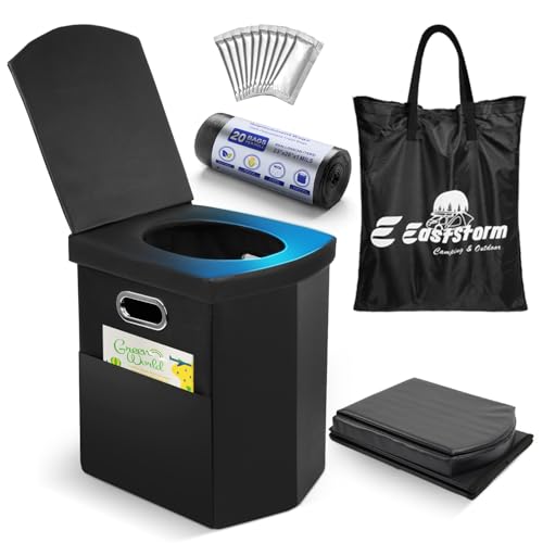 E EASTSTORM Faltbare Campingtoilette, 42 cm Sitzhöhe wie daheim, notfall toilett für Erwachsene & Kinder, Garten,Angeln,Zelt, Schlafzimmer, Roadtrips, Strand.Tragkraft 200 kg