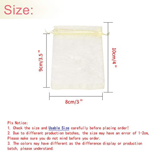 Image of 50Pcs Sheer Organza Bags 3x4 Inch, Small Jewelry Gift Bags with Drawstring for Wedding Party Favor Christmas Candy Pouches (Beige)