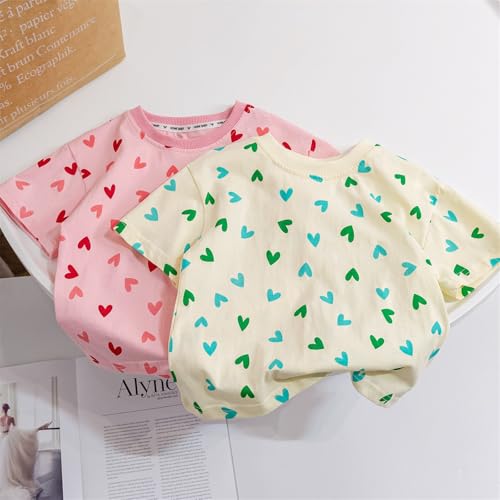 Soft Cotton T-Shirts for Toddler Girls Short Sleeve Crewneck Tee Tops Kids Heart Printed Shirt Cute Summer Clothes4