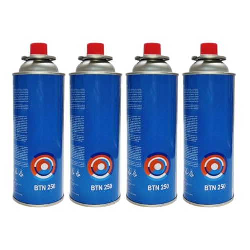 4 Cartuchos de 227gr para Camping Gas Portatil u Hornillo Camping Portátil, Cocinal, Infernillo, Fogareiro (4 botellas de Gas