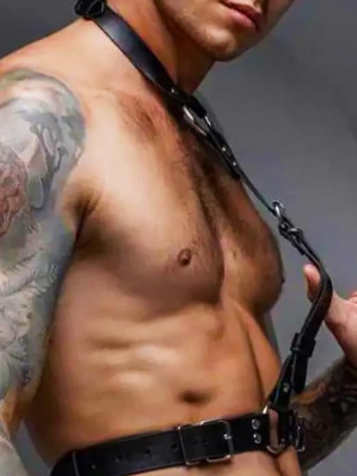 Fstrend Chest Harness for Men Black Leather Waist Belt Strap Fashion Rave Body Accessory3