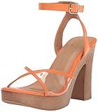 YOKI-ARLESA-02 Women's Open Toe High Wooden Heels, Orange, 6.5 M US