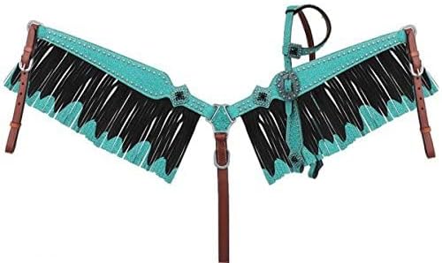 Showman Glitter Overlay Headstall & Breast Collar Set w/Crystal Rhinestones & Fringe
