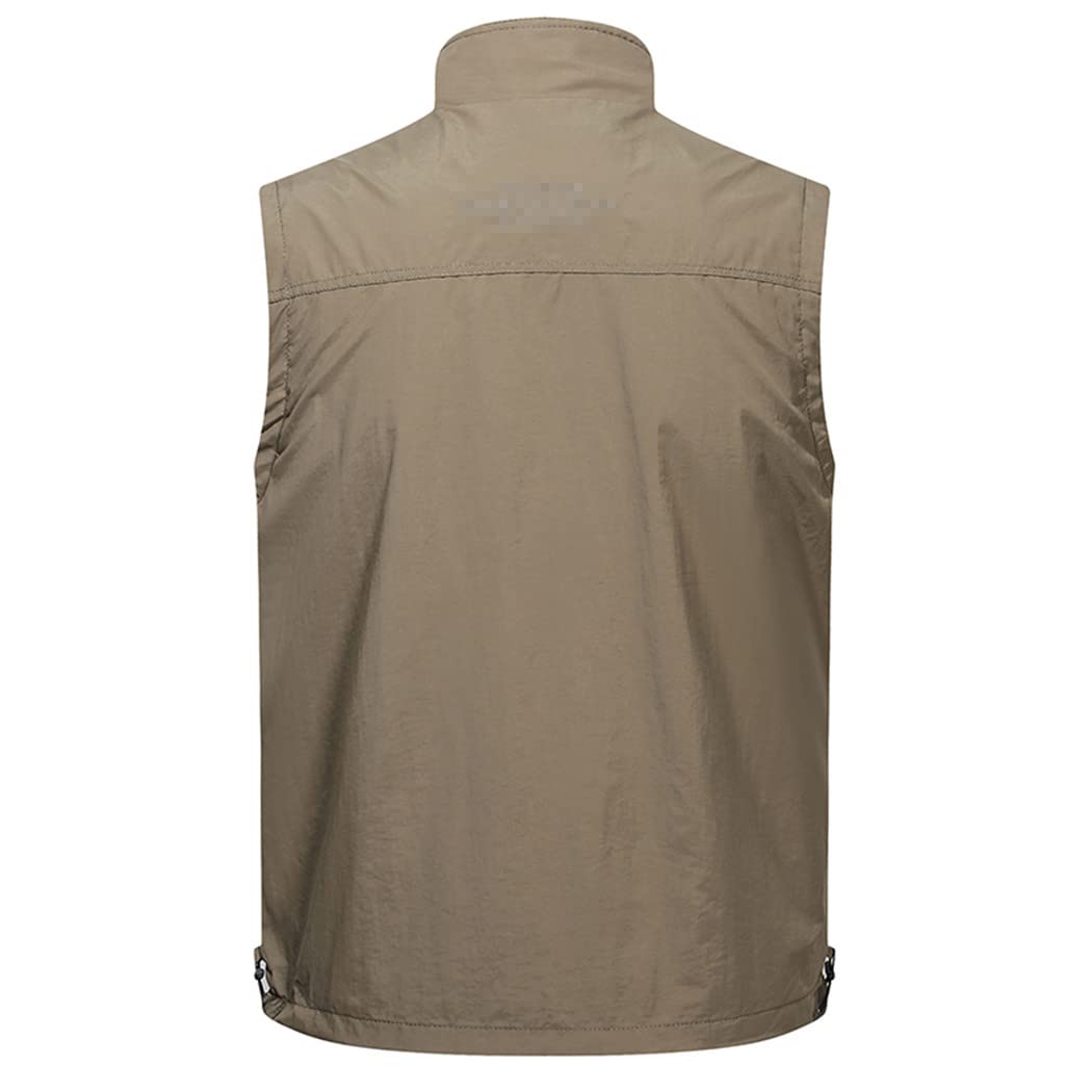 Chaleco de abrigo para hombre, chaleco de fotógrafo, herramienta muchos bolsillos de malla de trabajo sin mangas chaqueta cálida de forro polar