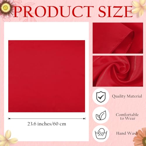5 Pcs 23. 6" Womens Satin Neck Scarf Solid Color Bandana Hair Silk Handkerchief Square Scarves for Women Girls3