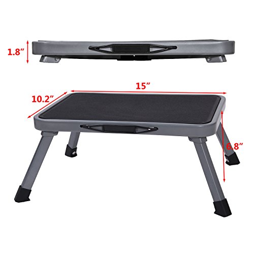 Ollieroo Step Stool Portable Lightweight Folding Steel Step Ladder with Non Skid Rubber Platform One Step 330-Pound Capacity