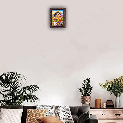 Image of Hawai Shiv Parivar (Maa Parvati, Ganesh, Kartikey and Shiv Shankar) Designer Wall Hanging Engineered Wood Photo Frame for Home Office Pooja Room, Size- 8.5x7inch, SFDI283BLKFRM